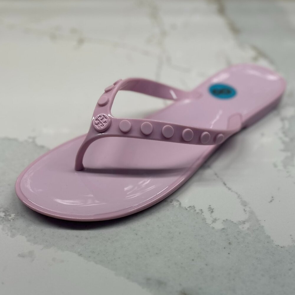 NEW! Tory Burch Studded Jelly Flip Flop Sandals Sedona Rose SIZE 8 BEACH PREPPY